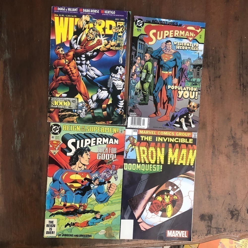 Marvel Comics Lot Iron Man , 2x Superman , Wizard